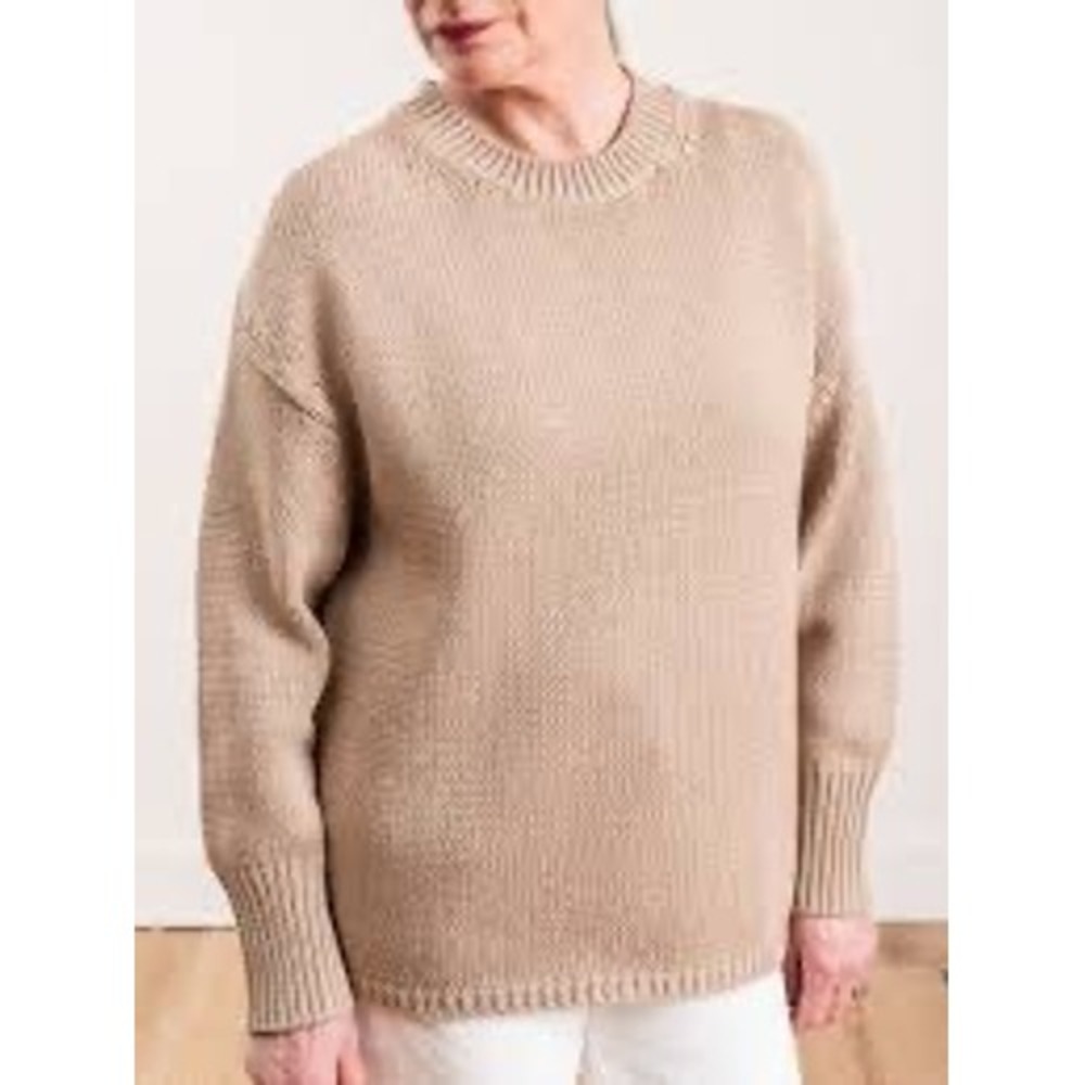 BROCHU WALKER Metallic Chunky Knit Crew Sweater Large FLAW